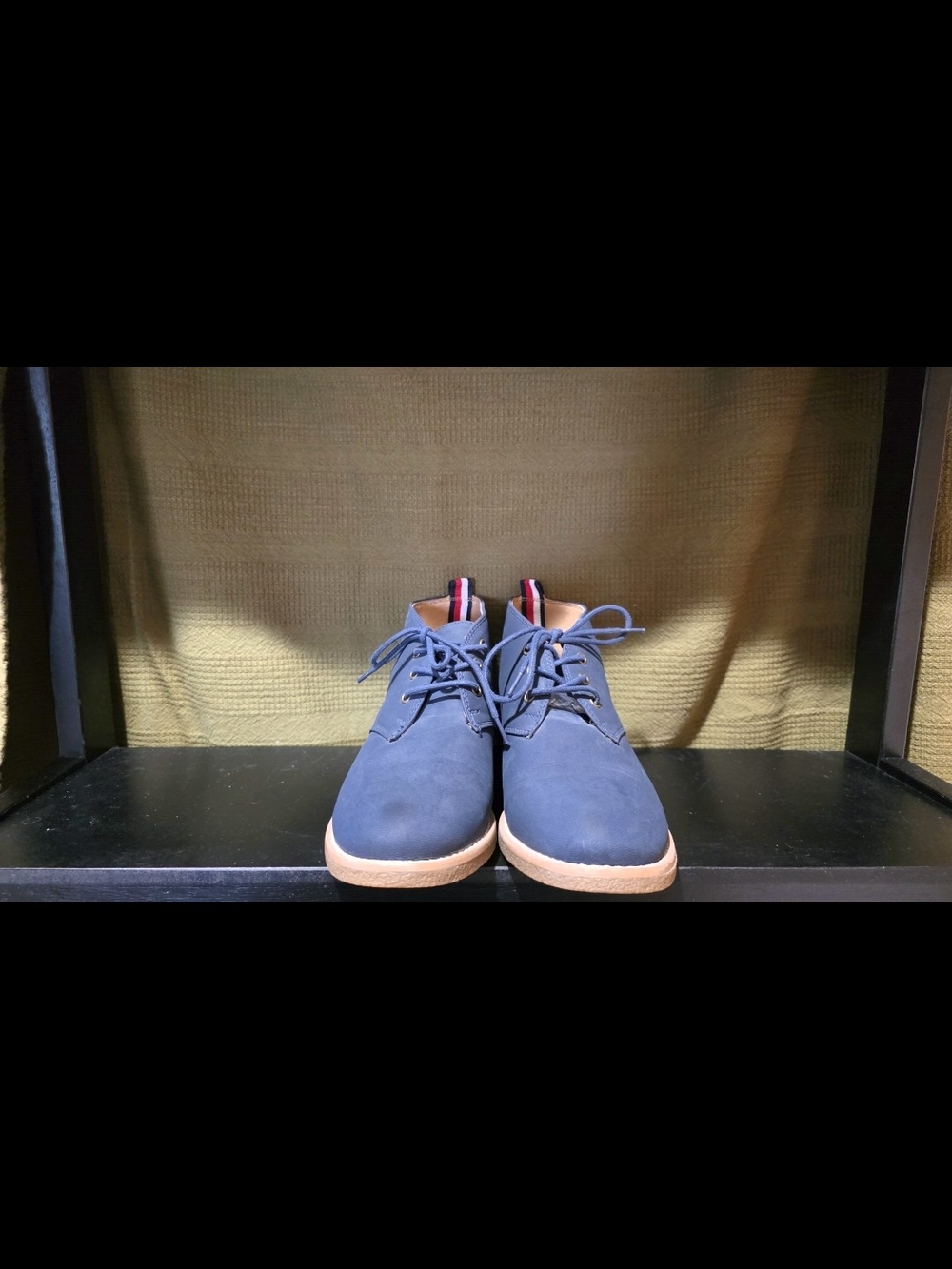 Tommy Hilfiger Navy Lace-Up Ankle Boots with Tan Sole
